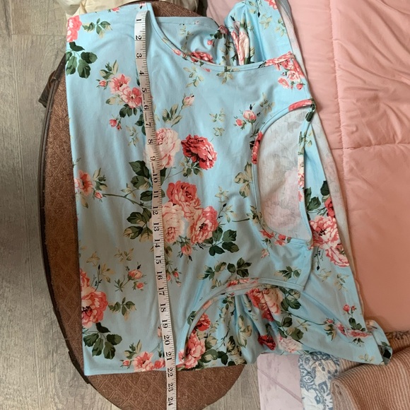 Floral Sleeveless Dress - Blue and Pink - Picture 6 of 6